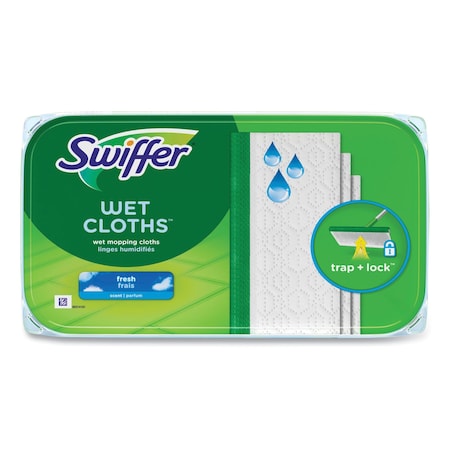 Swiffer Wet Refill Cloths, 8 x 10, Fresh Scent, White, 12/Box, 6 Boxes/Carton, 6PK 80374006